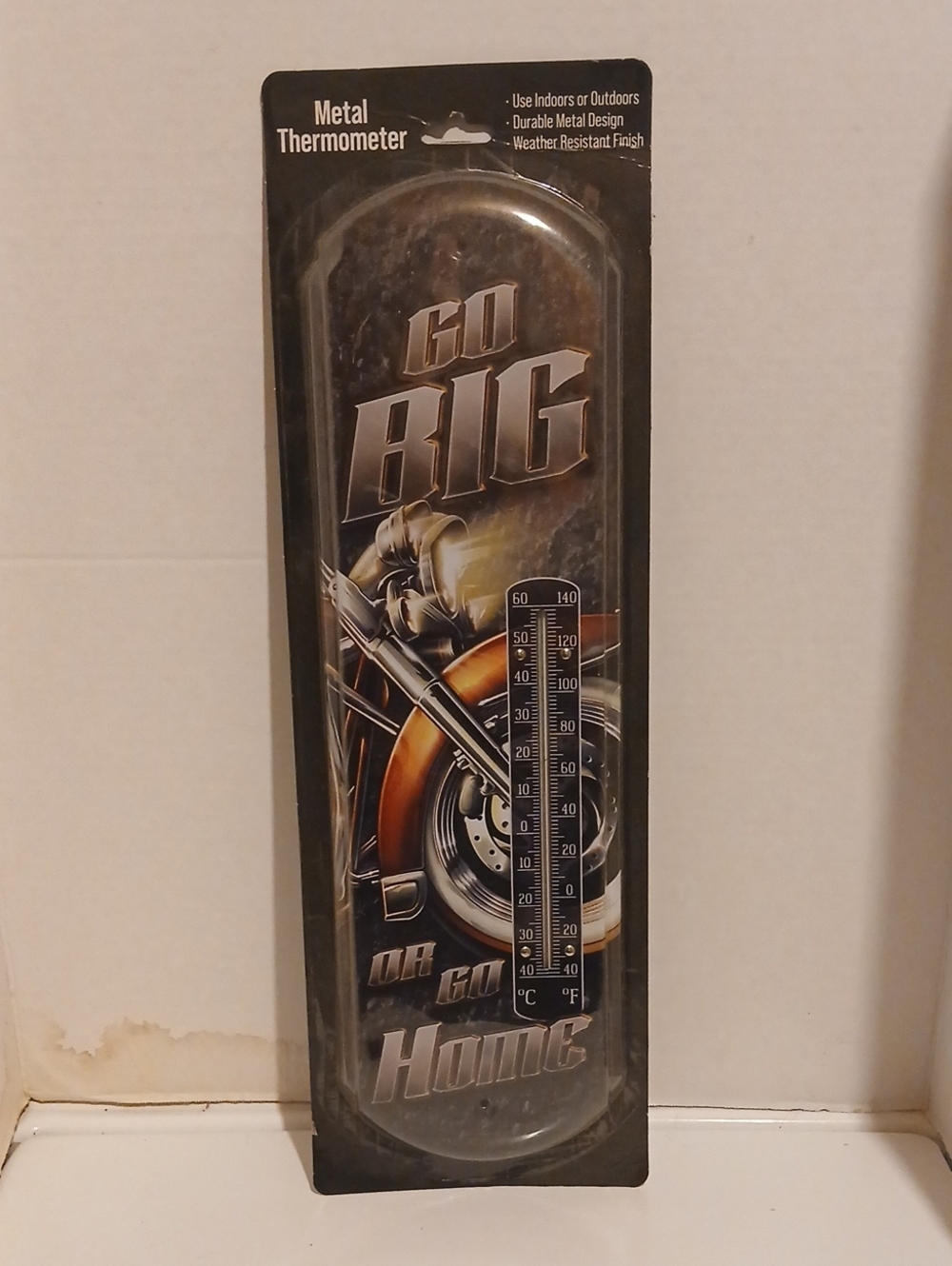 Go Big Metal Thermometer - Black and Orange